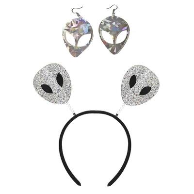 Silver Alien Headband & Earrings Costume Accessory Set