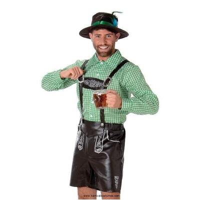 Adult Oktoberfest Alpine Man PVC Lederhosen Costume Mens Medium