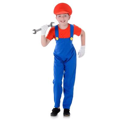 Child Gaming Red Plumber Boy Small Costume