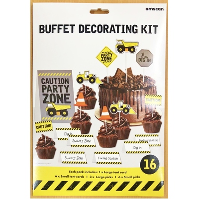 Customisable Construction Buffet Decorating Kit (16 Pieces)