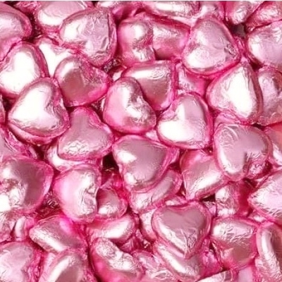 Wrapped Chocolate Hearts Pink 500g