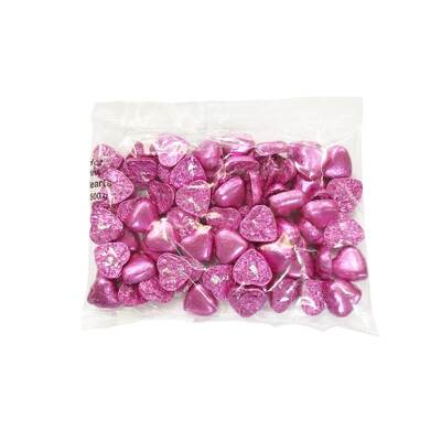 Wrapped Chocolate Hearts Hot Pink 500g