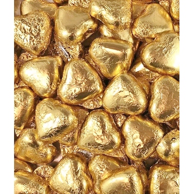 Wrapped Chocolate Hearts Gold 500g