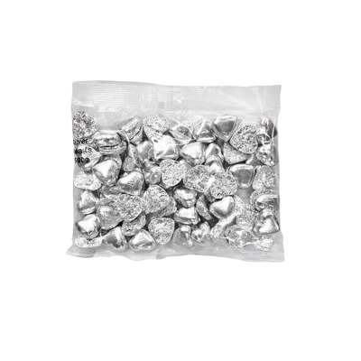 Wrapped Chocolate Hearts Silver 500g