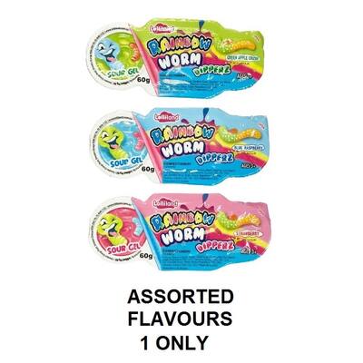 Rainbow Worm Dipperz Lollies Assorted Flavours 60g Pk 1