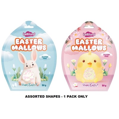 Easter Marshmallows Bag Assorted 50gm Pk 1