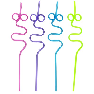 Straws Squiggle Loop Pk4 (Assorted Colours) - Unique