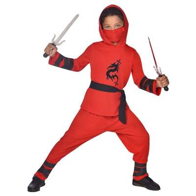 Child Red Ninja Warrior Costume 6 - 8 Years