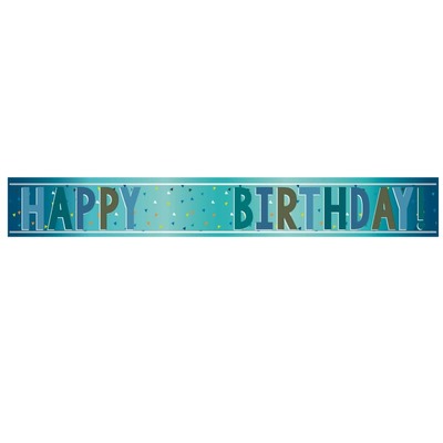 Customisable Blue Happy Birthday Add Age Foil Banner