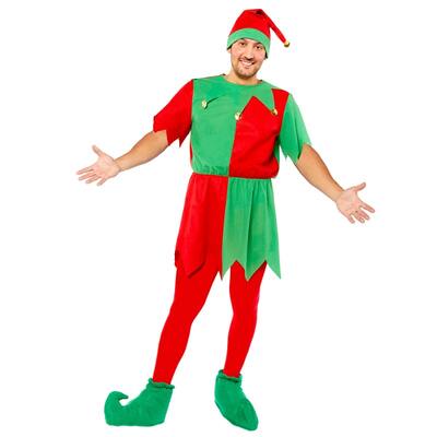 Adult Christmas Elf Tunic & Hat Costume Medium/Large