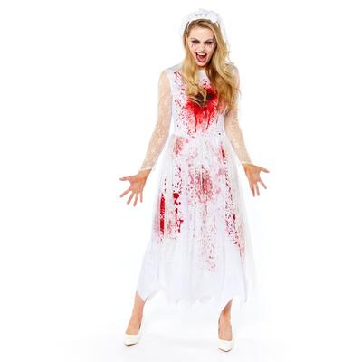 Adult Bloody Bride Dress Halloween Costume S, 8-10