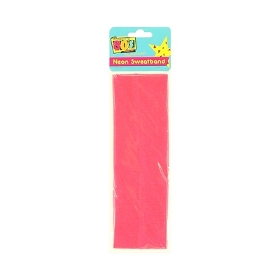 1980s Neon Costume Sweatband Headband Pink