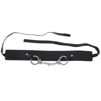 Black Punk Choker with Silver Handcuffs