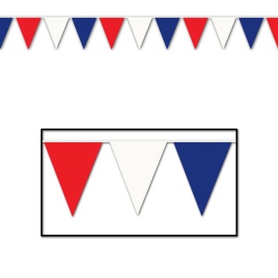 Jumbo Red White Blue Plastic Patriotic Pennant Bunting Banner