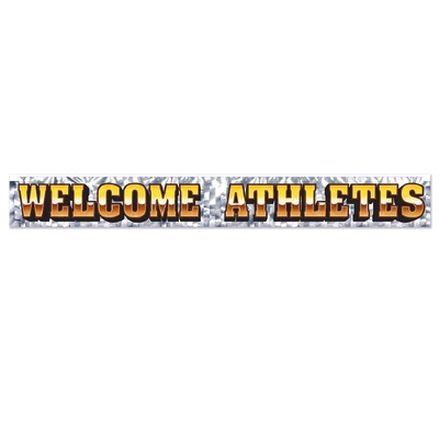 Metallic Welcome Athletes Foil Fringe Banner Olympics