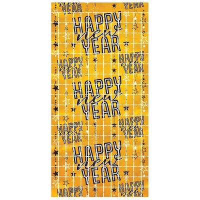 Happy New Year Black & Gold Foil Curtain 97 x 198cm