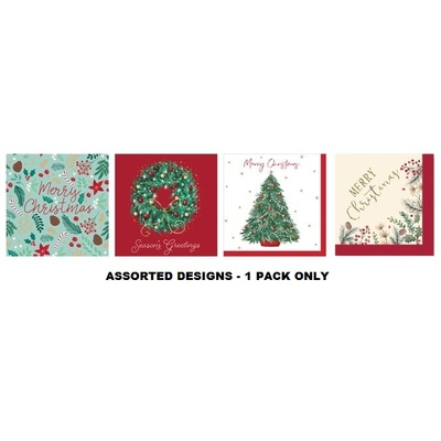 Assorted Christmas 2 Ply Lunch Napkins Traditional Mix Pk 20