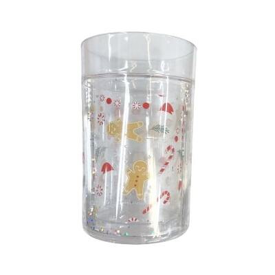 Christmas Print Plastic Glitter Tumbler Cup