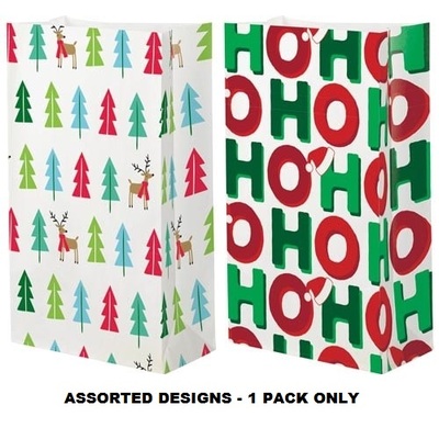 Christmas Paper Treat Bags Assorted Designs Pk 6