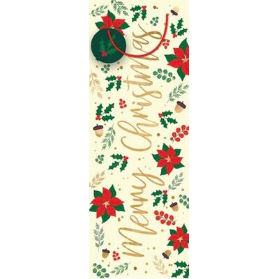 Christmas Poinsettia Wine Gift Bottle Bag