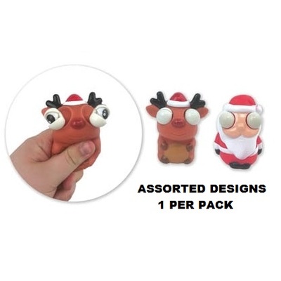 Santa or Reindeer Christmas Squeeze Pop Eye Toy Pk 1