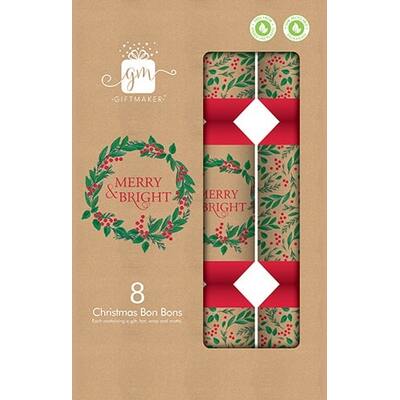 Kraft Holly Foliage Christmas Bon Bons 12in Pk 8