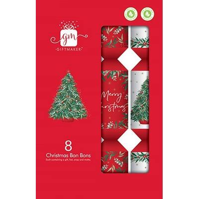 Red & White Traditional Tree Christmas Bon Bons 12in Pk 8