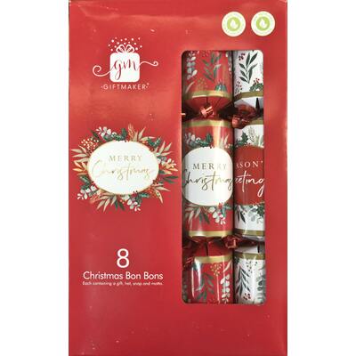 Red & White Contemporary Christmas Bon Bons 12in Pk 8