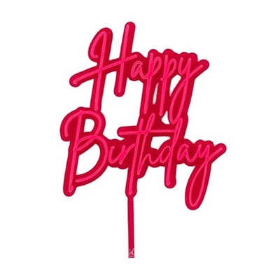 Hot Pink Happy Birthday Acrylic Cake Topper