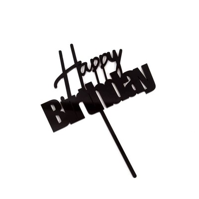 Black Happy Birthday Acrylic Cake Topper