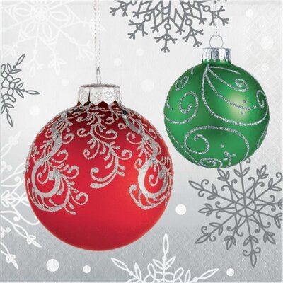 Christmas Elegant Ornaments 2 Ply Paper Lunch Napkins Pk 16