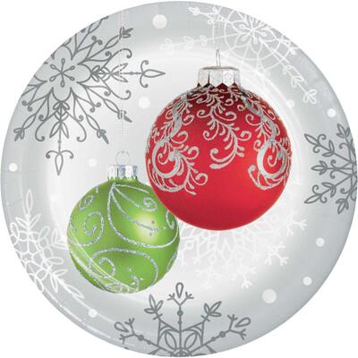 Christmas Elegant Ornaments 7in 18cm Paper Plates Pk 8