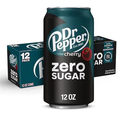 Dr Pepper Cherry Zero Sugar Soft Drink Can 355ml Pk 12