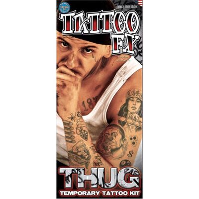 Prison Thug Character Temporary Tattoos (Pk 1)