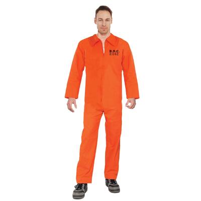 Adult Orange Jailbird Prisoner Jumpsuit Costume Mens Plus Size