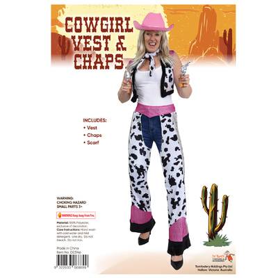 Adult Cowgirl Vest And Chaps Costume Set (One Size)