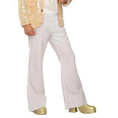 Adult 1970s White Disco Flared Pants Mens Medium