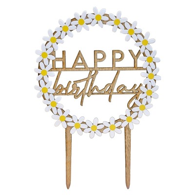 Ginger Ray Wooden Happy Birthday Daisy Cake Topper