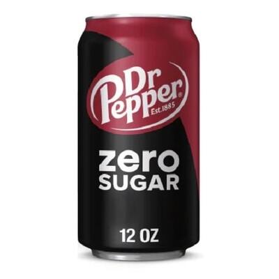 Dr Pepper Zero Sugar Soft Drink Can 355ml Pk 1