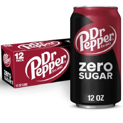 Dr Pepper Zero Sugar Soft Drink Can 355ml Pk 12