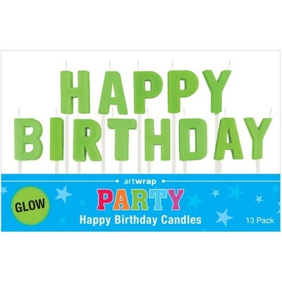 Happy Birthday Glow In The Dark Party Cake Candles Pk 13