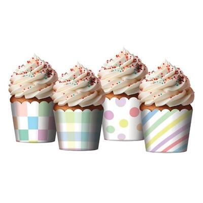 Pastel Paper Cupcake Cases Mixed Designs Pk 12