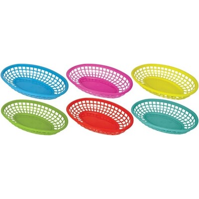 Large Plastic Serving Baskets Mixed Colours Pk 6