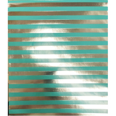 Aqua Metallic Silver Stripe Gift Wrap 700mm x 495mm (Pk 1)