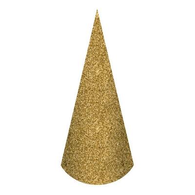 Gold Glitter Unicorn Horn Party Hats Pk 8