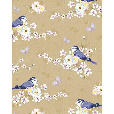 Kraft Blue Birds Gift Wrap 1 Sheet