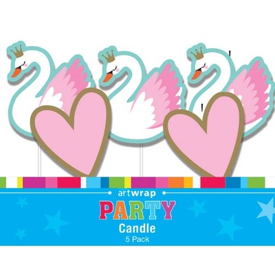 Swans Hearts Party Cake Candles (Pk 5)