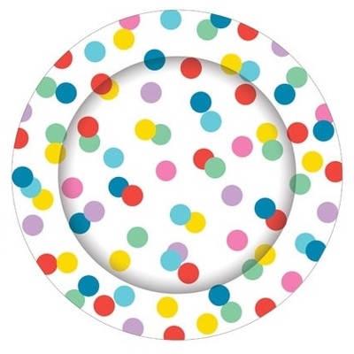 Rainbow Confetti Dots 9in Paper Plates Pk 8