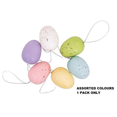 Plastic Speckled Hanging Easter Eggs Decorations Pk 6 Assorted Colours