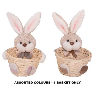 Easter Plush Bunny Mini Basket 11cm Pk 1 Assorted Colours